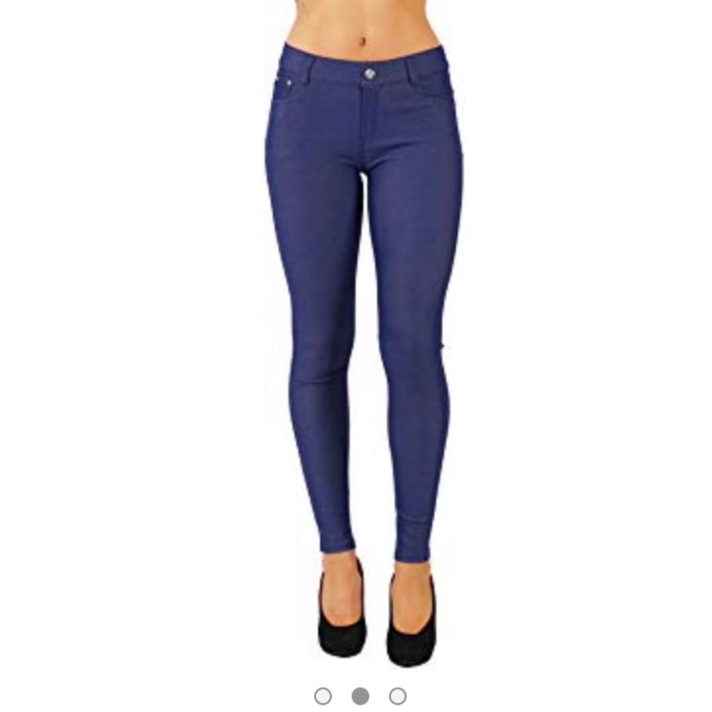 Long denim blue jeggings - Picture 2 of 3